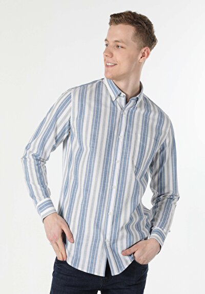 Image de Chemise À Manches Longues Bleu Regular Fit   Homme