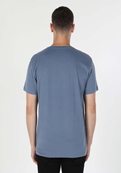 Afficher les détails de T-shirt À Manches Courtes Bleu Regular Fit  Homme