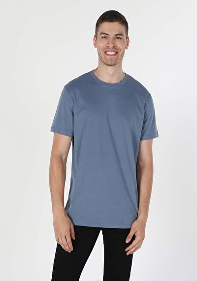 Afficher les détails de T-shirt À Manches Courtes Bleu Regular Fit  Homme