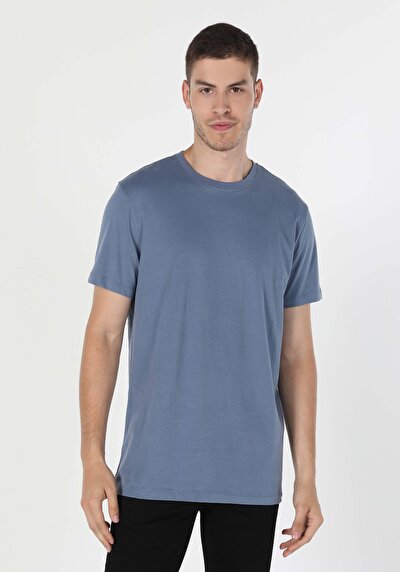 Afficher les détails de T-shirt À Manches Courtes Bleu Regular Fit  Homme