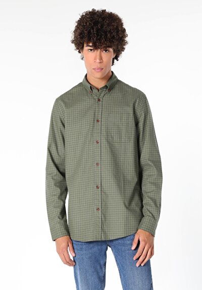 Image de Chemise À Manches Longues Kaki    Homme