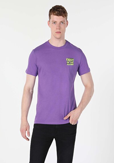 Afficher les détails de T-shirt À Manches Courtes Violet Regular Fit  Homme