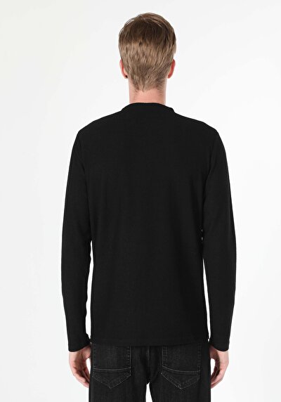 Image de T-shirt À Manches Longues Noir Regular Fit Homme