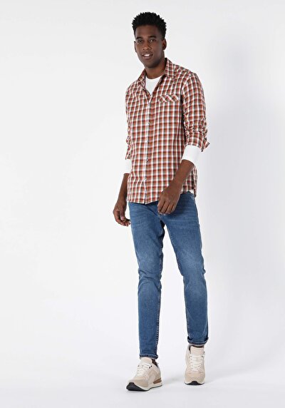 Image de Chemise À Manches Longues Marron Regular Fit   Homme
