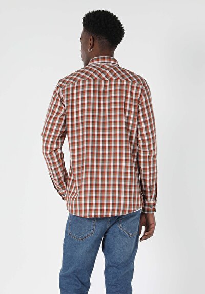 Image de Chemise À Manches Longues Marron Regular Fit   Homme