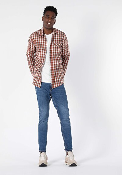 Image de Chemise À Manches Longues Marron Regular Fit Homme