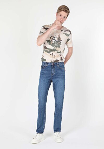 Image de 045 David Pantalon Bleu Straight Leg En Regular Fit Homme