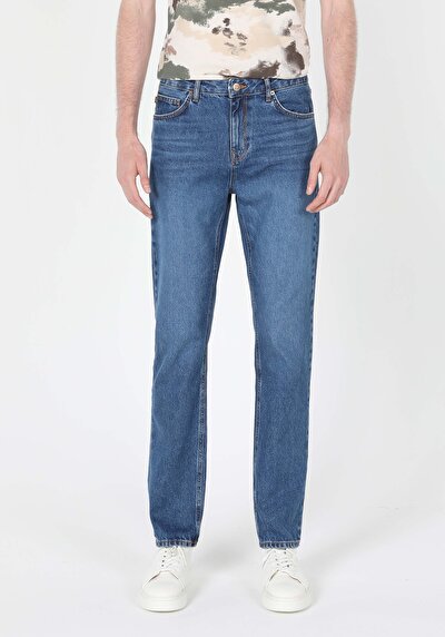 Image de 045 David Pantalon Bleu Straight Leg  En  Regular Fit Homme