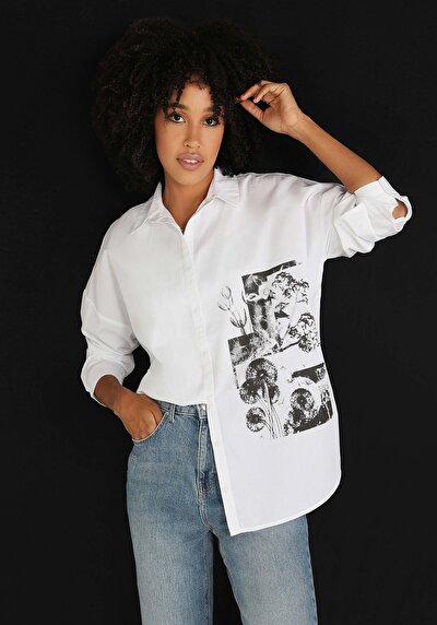 Image de Chemise À Manches Longues Blanc    Femme
