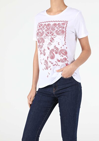 Image de T-shirt À Manches Courtes Blanc Regular Fit  Femme
