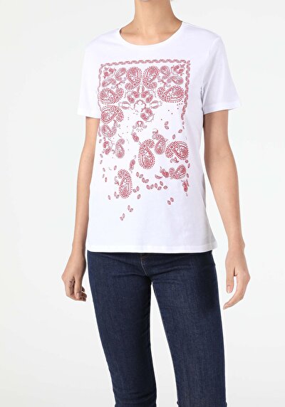 Image de T-shirt À Manches Courtes Blanc Regular Fit  Femme