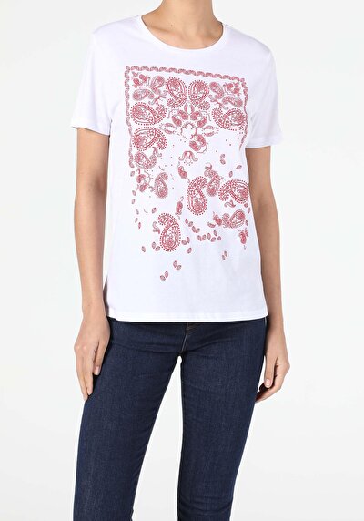 Image de T-shirt À Manches Courtes Blanc Regular Fit  Femme