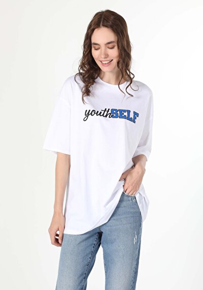 Afficher les détails de T-shirt À Manches Courtes Blanc   Femme