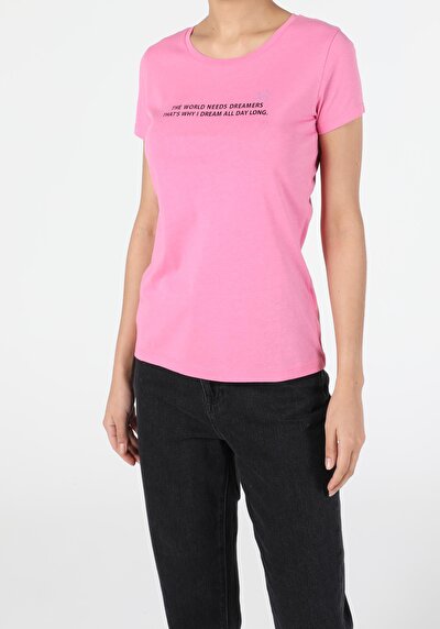 Image de T-shirt À Manches Courtes Rose Slim Fit  Femme