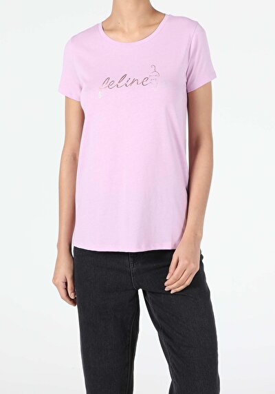Image de T-shirt À Manches Courtes Violet Regular Fit  Femme