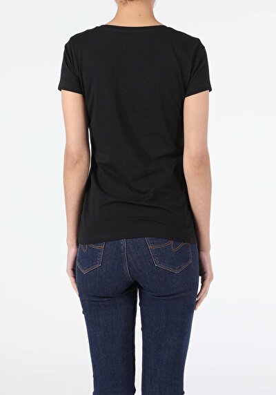 Image de T-shirt À Manches Courtes Noir Slim Fit  Femme
