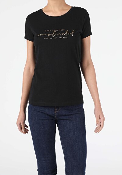 Image de T-shirt À Manches Courtes Noir Slim Fit  Femme