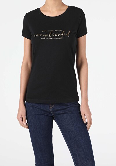 Image de T-shirt À Manches Courtes Noir Slim Fit  Femme