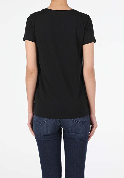 Image de T-shirt À Manches Courtes Noir Regular Fit Femme