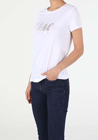 Image de T-shirt À Manches Courtes Blanc Regular Fit  Femme