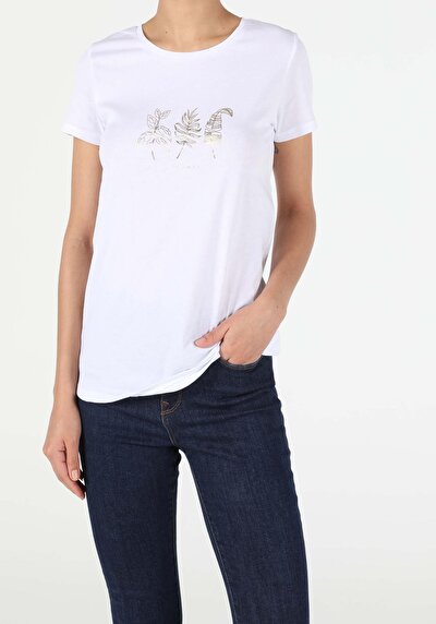 Image de T-shirt À Manches Courtes Blanc Regular Fit  Femme