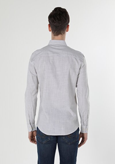 Image de Chemise À Manches Longues Beige Slim Fit   Homme