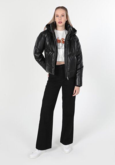 Image de Veste Pu Noir Regular Fit Femme