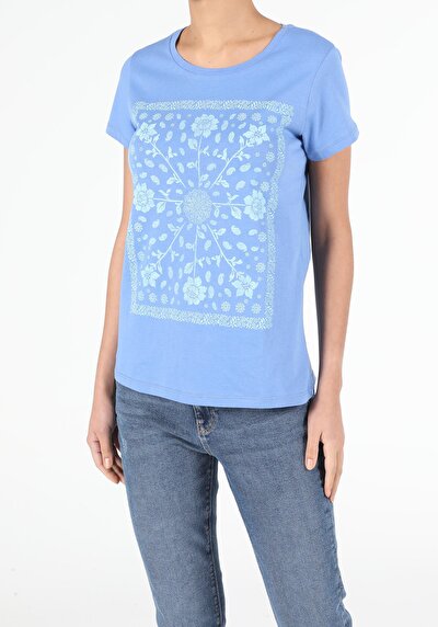 Image de T-shirt À Manches Courtes Bleu Regular Fit  Femme