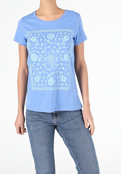 Image de T-shirt À Manches Courtes Bleu Regular Fit  Femme