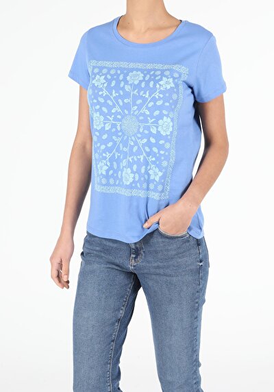 Image de T-shirt À Manches Courtes Bleu Regular Fit  Femme