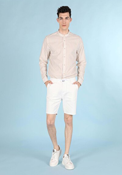 Image de Chemise À Manches Longues Beige Regular Fit Homme