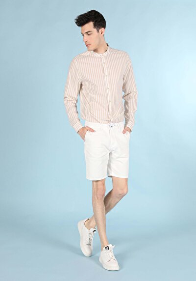 Image de Chemise À Manches Longues Beige Regular Fit Homme