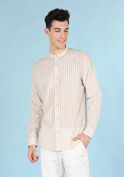 Image de Chemise À Manches Longues Beige Regular Fit   Homme