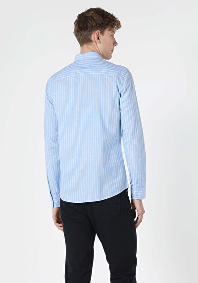Image de Chemise À Manches Longues Bleu Slim Fit   Homme