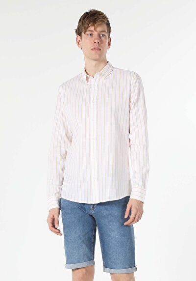 Image de Chemise À Manches Longues Jaune Slim Fit   Homme