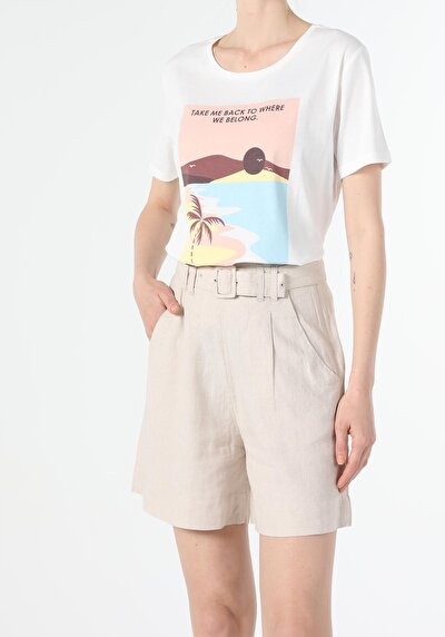 Image de T-shirt À Manches Courtes Blanc Regular Fit Femme