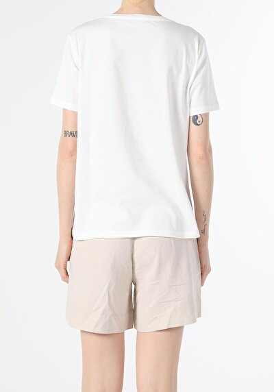 Image de T-shirt À Manches Courtes Blanc Regular Fit  Femme