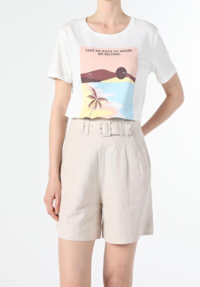Image de T-shirt À Manches Courtes Blanc Regular Fit  Femme