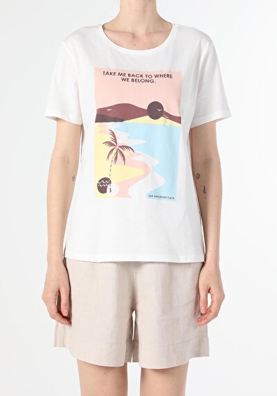 Image de T-shirt À Manches Courtes Blanc Regular Fit  Femme