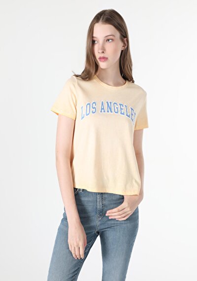 Image de T-shirt À Manches Courtes Jaune   Femme