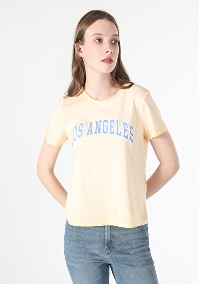 Image de T-shirt À Manches Courtes Jaune   Femme