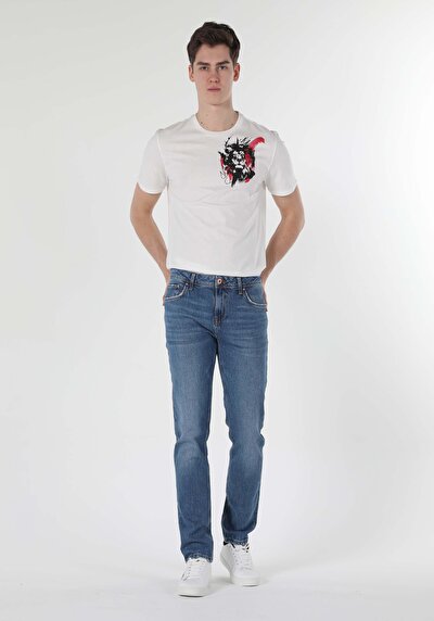 Image de 044 Karl Pantalon Bleu Straight Leg  En  Straight Fit Homme