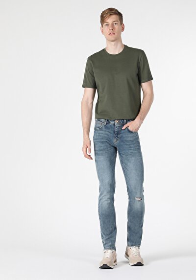 Image de 044 Karl Pantalon Bleu Slim Leg En Straight Fit Homme