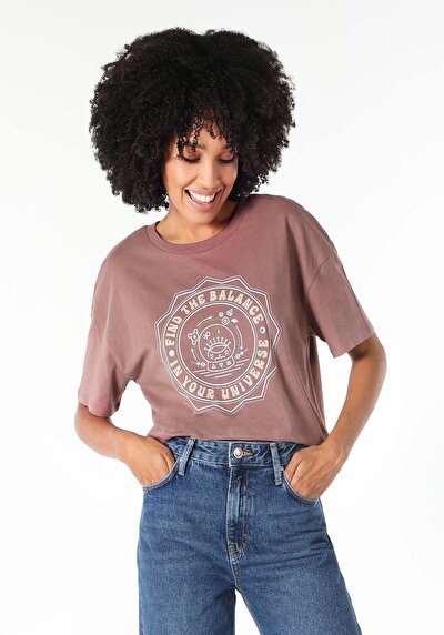 Image de T-shirt À Manches Courtes Marron Femme