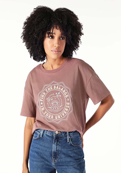 Image de T-shirt À Manches Courtes Marron Femme