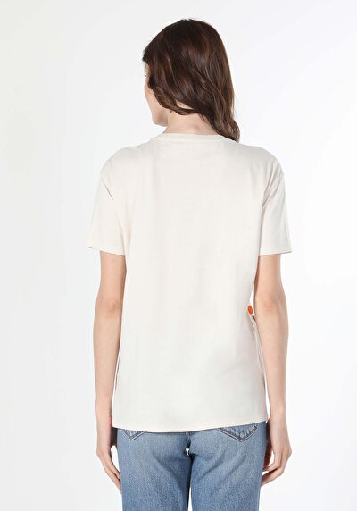 Afficher les détails de T-shirt À Manches Courtes Blanc   Femme