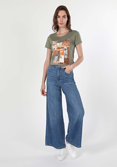 Image de T-shirt À Manches Courtes Kaki Femme