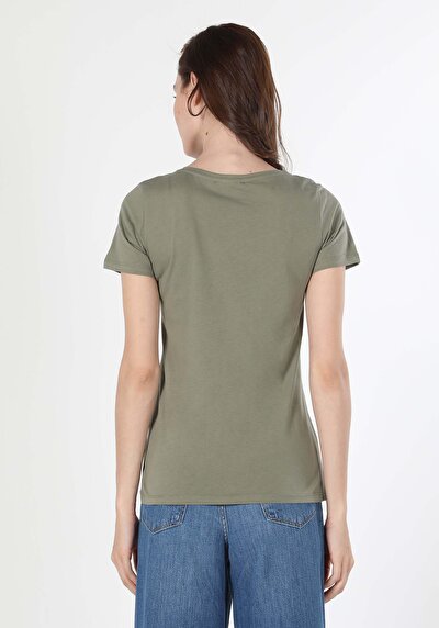 Image de T-shirt À Manches Courtes Kaki Femme