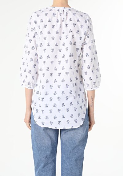 Image de Chemisier À Manches Longues Blanc Regular Fit Femme