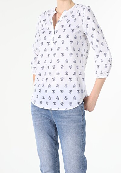 Image de Chemisier À Manches Longues Blanc Regular Fit Femme